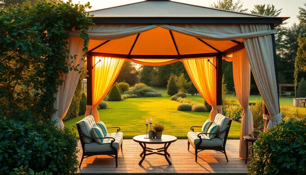 Explore a beautiful gazebo in Ireland set against a serene garden backdrop, ideal for outdoor gatherings.