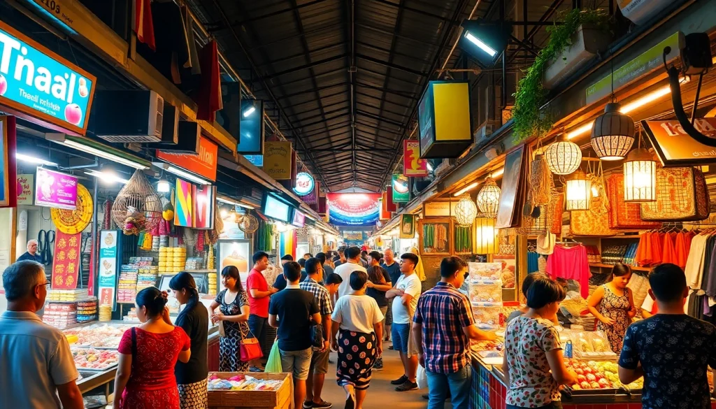 Experience the vibrant atmosphere of a market featuring 10รับ100 deals on unique local products.