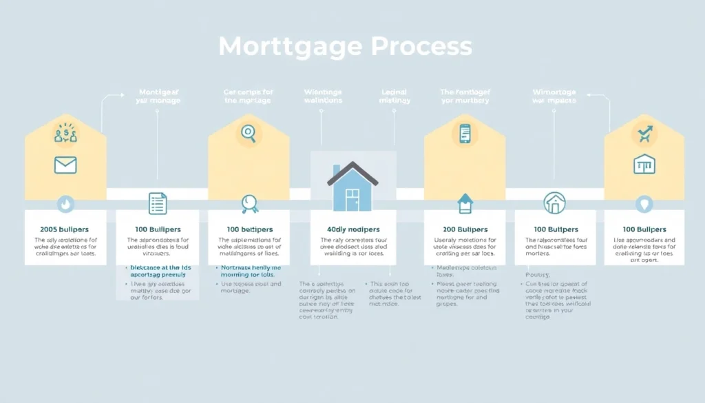 Visual guide to the mortgage process for lenders, illustrating each key step with clear icons.