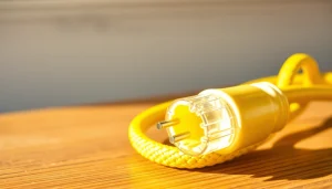 Utilize a 15 amp extension lead featuring durable braided design and bright yellow color for enhanced visibility.