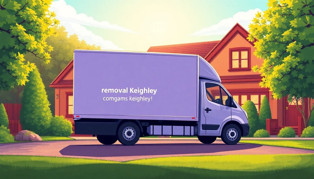 View a professional moving truck from removal companies Keighley loading furniture outside a family home.