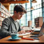 Enhance your knowledge with an original UK degree while studying in a vibrant library setting.