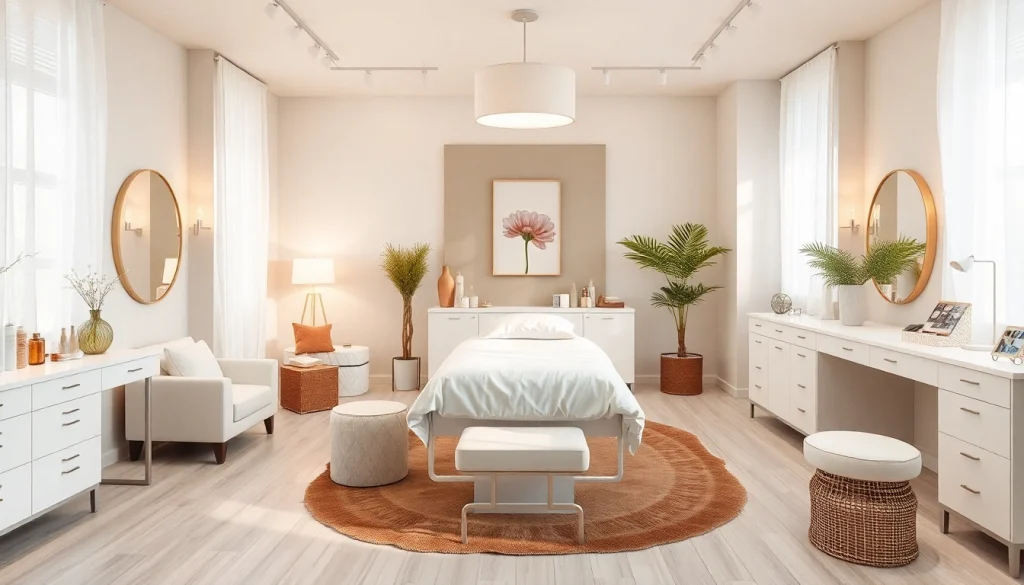 Kosmetikstudio Einrichtung mit eleganten Möbeln und modernem Ambiente im Behandlungsraum.