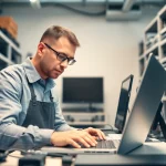 Riparazione computer torino: Tecnico specializzato offre assistenza per computer in un laboratorio moderno.