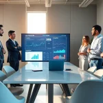 Find competitor customers with a professional team analyzing data in a modern office setting.