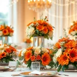 Creatively designed floral centerpiece by an Orange County event florist enhancing a sophisticated event.