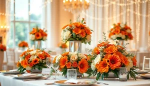 Creatively designed floral centerpiece by an Orange County event florist enhancing a sophisticated event.