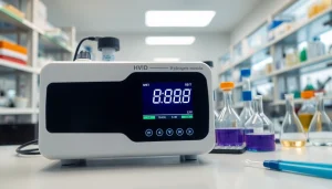 Hydrogen Peroxide monitor in a high-tech lab setting with advanced features and clean design.