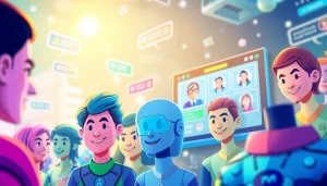 Engaging character ai 18 chat interface illustration with customizable avatars and vibrant colors.