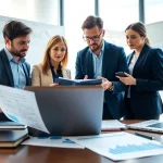 Analyze competitor pricing research with a marketing team collaborating over competitive strategies.