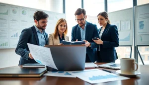 Analyze competitor pricing research with a marketing team collaborating over competitive strategies.