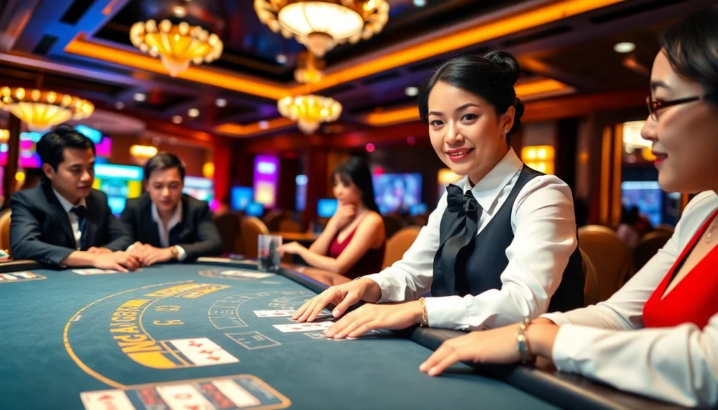 Experience the thrill of live casino Singapore with an engaging blackjack dealer in action.
