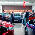Showcasing a vibrant Part Exchange offer at a car dealership with engaging customers.