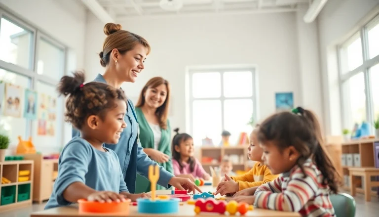 Illustration of a professional educator demonstrating level 5 diploma in leadership and management for residential childcare answers in a vibrant classroom.