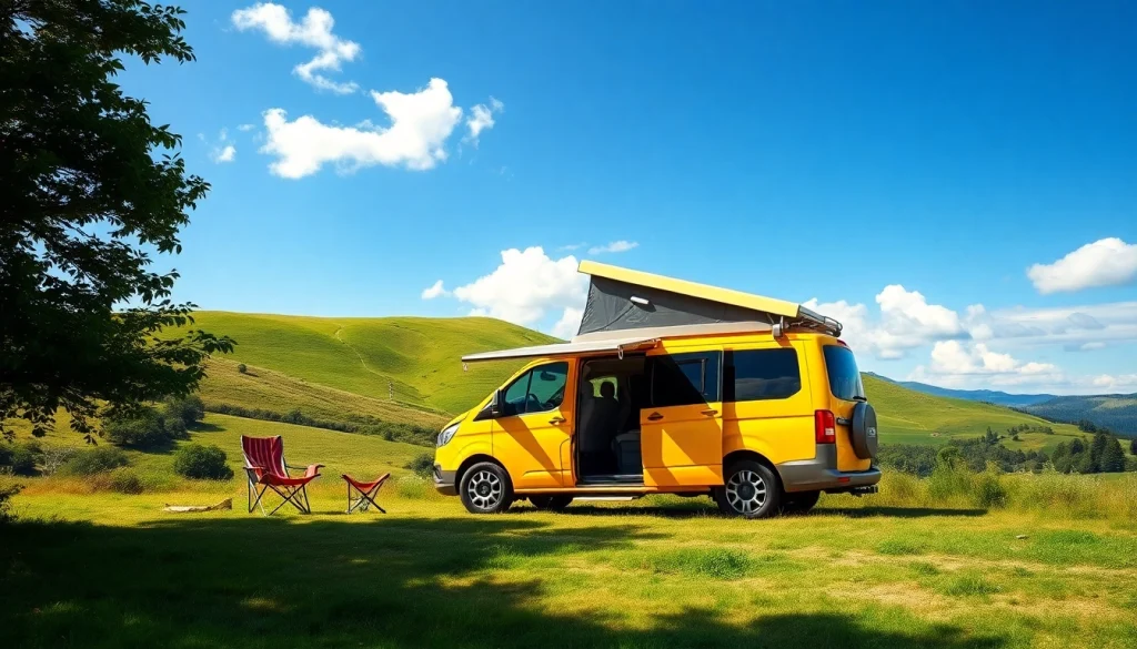 Discover the features of the perfect campervan parked amidst beautiful nature.