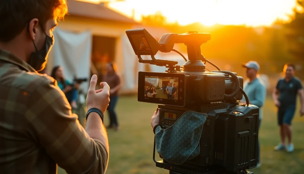 Capturing a vibrant 영상제작 scene with a film crew during a promotional video shoot.
