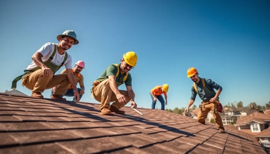 Trust licensed and insured roofers Austin working expertly on a residential rooftop installation.