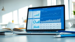 Analyze content with a reliable plagiarism detector showcased on a laptop against a bright workspace.