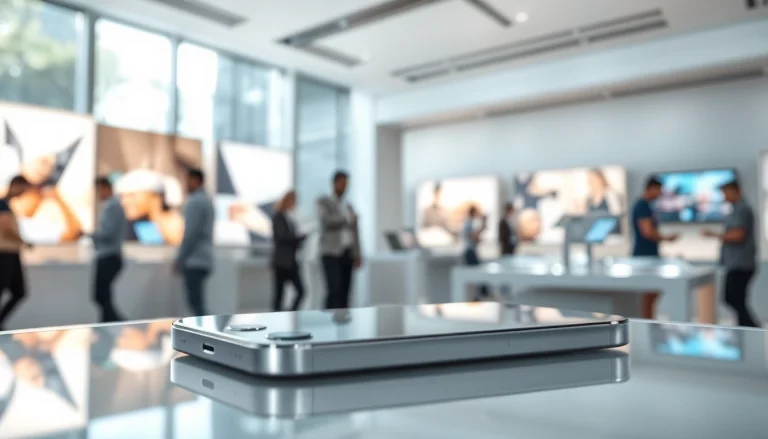 Buy iPhone Pro featured in a modern store setting with bright lighting and sleek design.