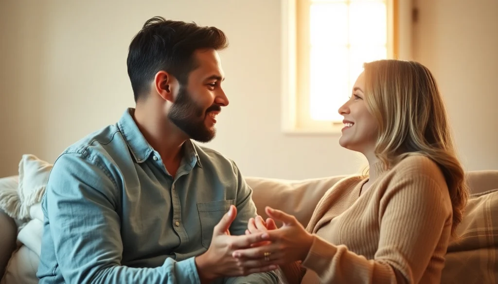 Couple communicating in relationships, showcasing emotional connection and attentive listening.