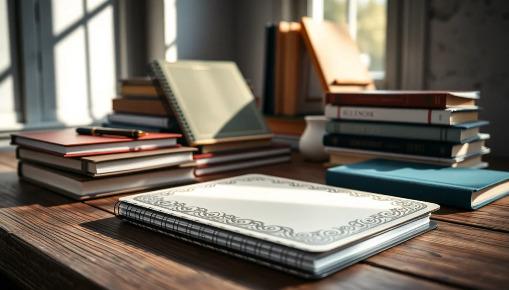 Browse vibrant custom notebooks showcasing unique designs and textures for personalized expression.