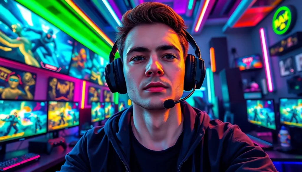 Permainan game online yang seru dan dinamis ditampilkan melalui gamer yang berfokus pada layar besar.