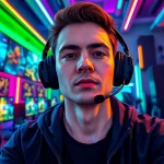 Permainan game online yang seru dan dinamis ditampilkan melalui gamer yang berfokus pada layar besar.