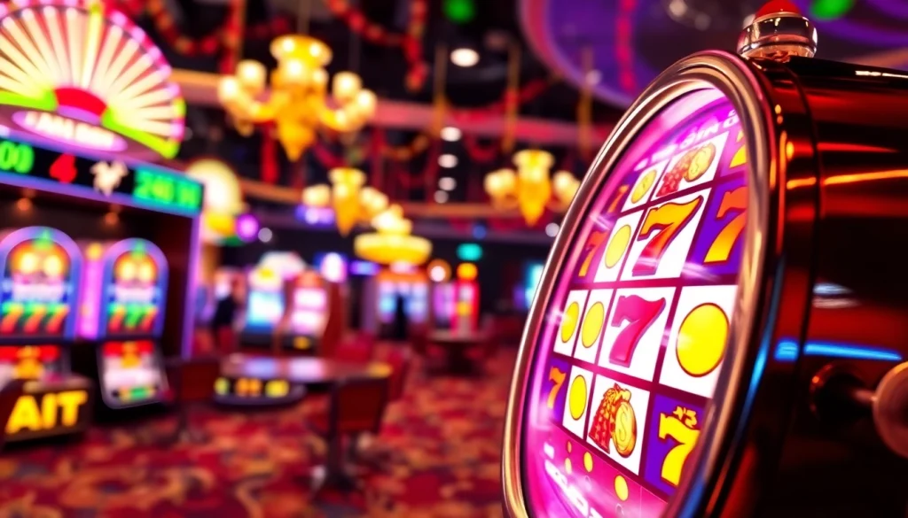 Menangkan putaran game slot dengan mesin slot yang bersinar dan simbol menarik.