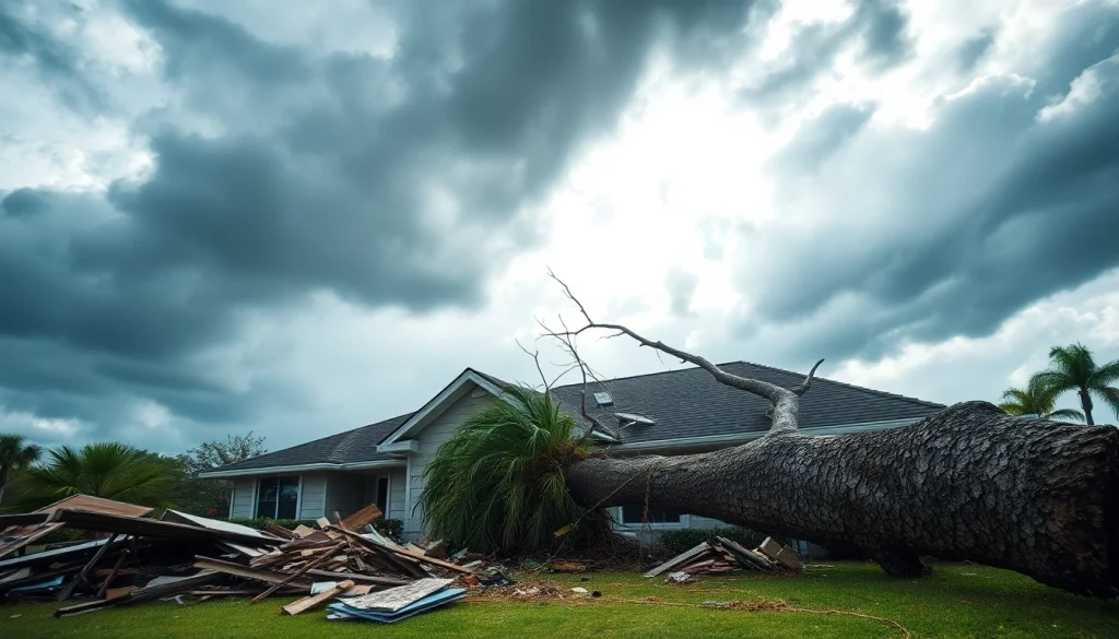 Visual representation of Florida Hurricane Damage showing severe property destruction and debris.