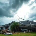 Visual representation of Florida Hurricane Damage showing severe property destruction and debris.