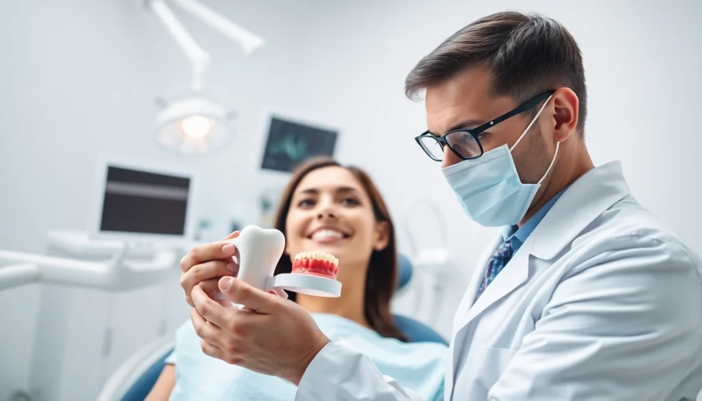 Repairing fillings and restorative work while a dentist examines a patient in a modern clinic.