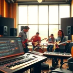 Enhance your music pitching strategy in a creative studio setting focused on collaboration.