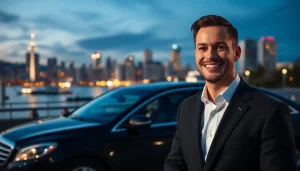 Experience premium car service vancouver bc with a professional chauffeur standing beside a luxury vehicle.
