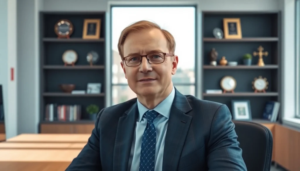 Thomas Schinecker in a business setting, exuding leadership and professionalism.