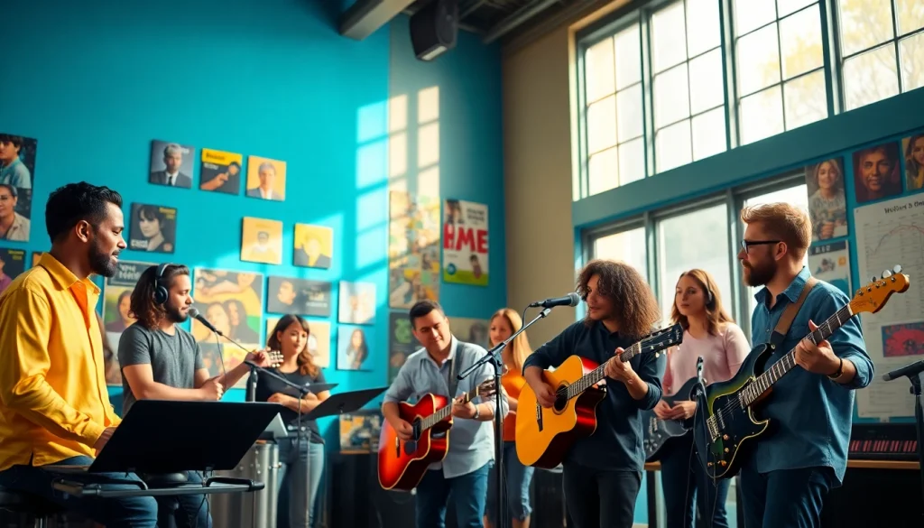 Engage with effective spotify promotion strategies for musicians in a vibrant studio setting.