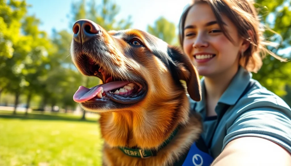 Connect with a service dog to enhance your daily life in a park environment.