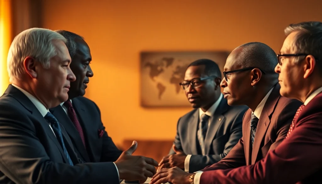 Explore the significance of média Afrique Russie via African and Russian leaders collaborating in a strategic meeting.