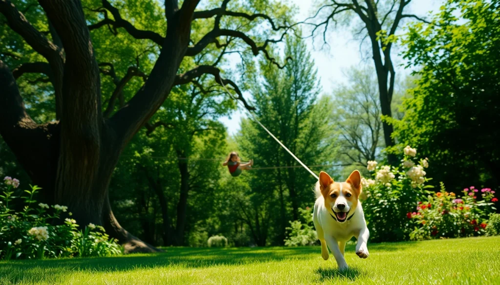 Engaged child enjoying a thrilling ride on a ZIP WIRE KIT in a vibrant backyard.