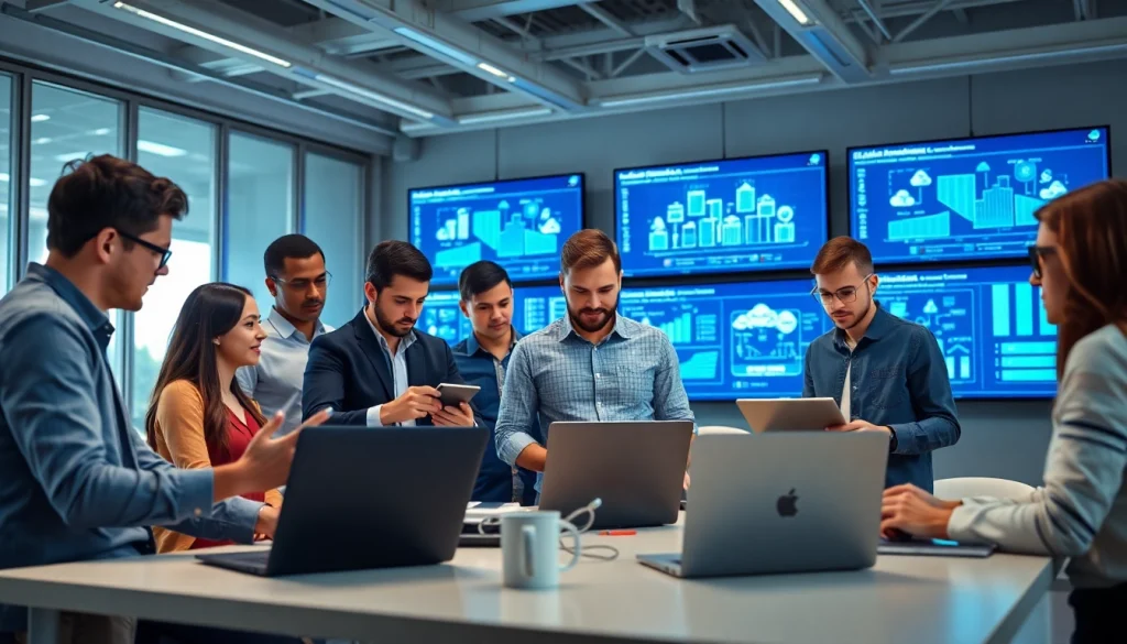 Enhance cloud infrastructure and DevOps services with collaborative tech in a modern workspace.