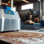 Laser cleaning machine effectively removing rust in a workshop.