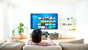 Compra Listas IPTV en un ambiente moderno con televisión y usuario relajado.