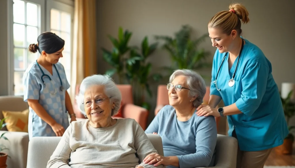 Seniors receiving compassionate assistance from caregivers in quality senior care Austin TX.