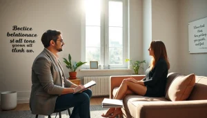 Engage with a professional relationship coach in a serene environment fostering open communication.