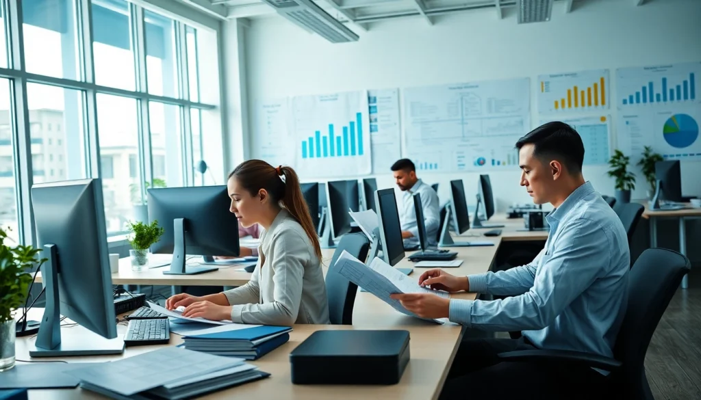 Streamlined Order Processing Services team efficiently managing orders in a modern work environment.