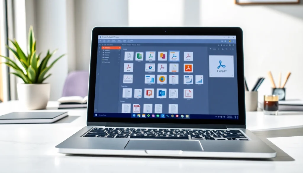 Merge multiple documents easily with a professional PDF combine tool on a laptop.