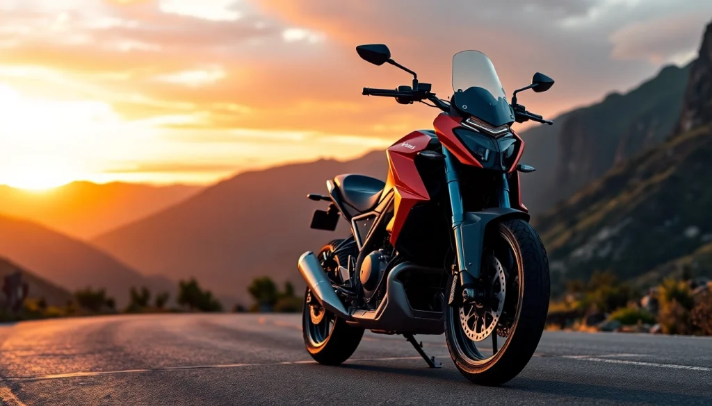 Experience the dynamic Talaria XXX Pro electric motorcycle on a scenic sunset road