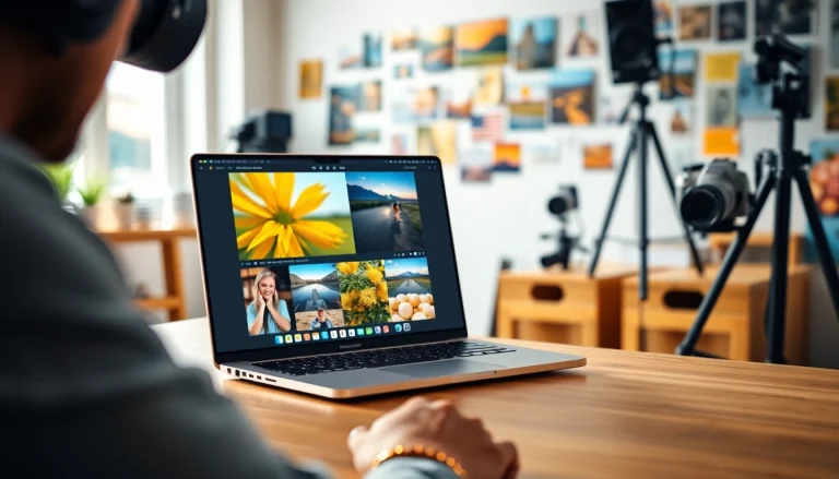 Enhance your photography with premium presets showcased in a bright, professional workspace.