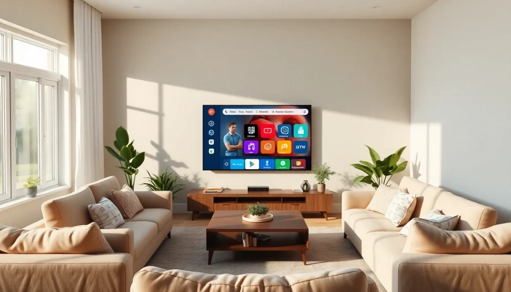 L'expérience d'un abonnement iptv 12 mois smart tv dans un salon moderne et accueillant.