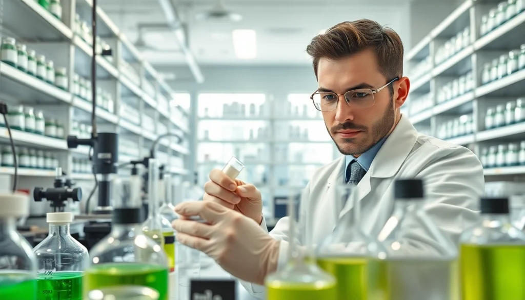 Cellulose ether manufacturer conducting experiments in a modern laboratory.