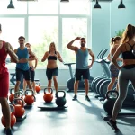 Engaged individuals using home gym equipment Australia in a spacious, bright setting.